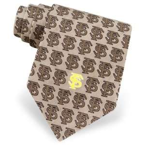   State Tonal Logo Silk Tie by NCAA in Brown Silk: Sports & Outdoors