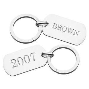  Brown University Sterling Silver Dog Tag Key Ring: Sports 