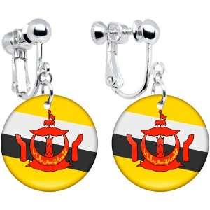  Brunei Flag Clip on Earrings Jewelry