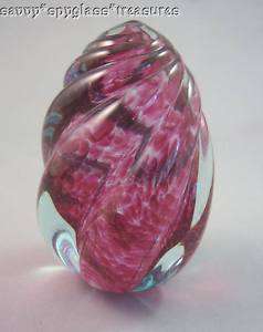 1993 OBG Mottled Ruby Swirled Glass Paperweight  