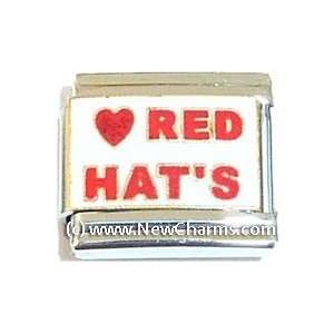  Red Hats Italian Charm Bracelet Jewelry Link: Jewelry