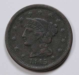 1845 Braided Hair U.S. Large Cent XF Extremely Fine Details   FREE 