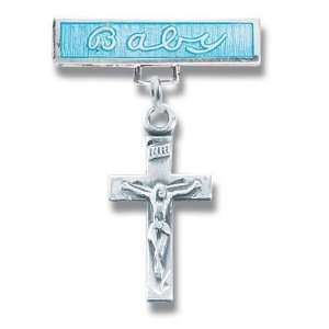   Baby Infant Pins Godchild Religious Mary Angel Boy Blue: Jewelry