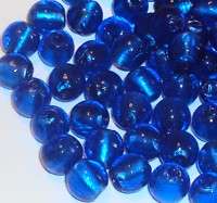 Cobalt Blue 10mm Silver Foil Lampwork Glass Beads G773l  