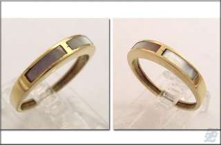 v2549   18K SOLID GOLD & MOTHER OF PEARL BAND RING  