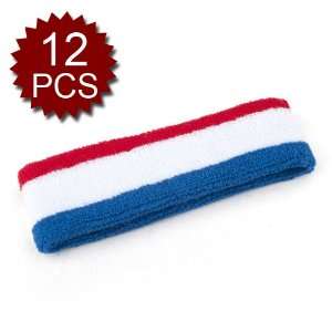   Stripe Headbands, Sweatbands (Price for 12 Pieces): Sports & Outdoors