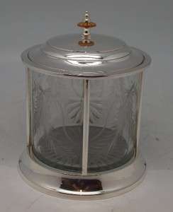 Stunning Silver Plate & Cut Glass Victorian Style Biscuit Barrel 