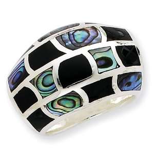  Sterling Silver Abalone & Enamel Ring Size 6: Jewelry