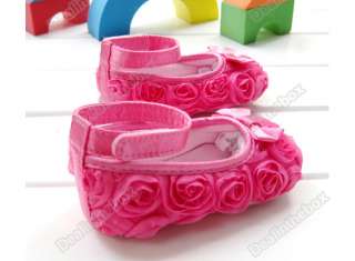   Infant Baby Shoes Girls Toddler dress soft sole Rose flower S81  
