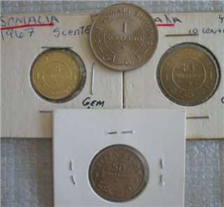 SOMALIA REPUBLIC 4 Coins 1967 UNC Set One Year Type  