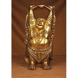  Miami Mumbai Laughing Buddha Standing Brass StatueBR099 