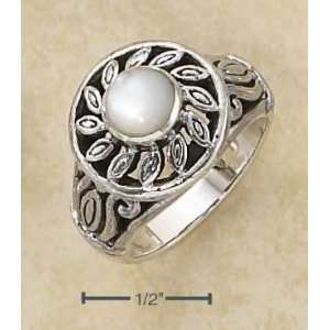   FILIGREE SUN DESIGN WITH MOTHER OF PEARL CENTER STONE RING Jewelry