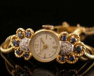 Excellent Vintage 18K Bucherer Diamond & Sapphire Ladies Watch  