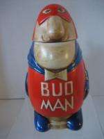 Vintage 70s Budman Budweiser Beer Ceramic Stein Mug 8in.Tall 4 1/4in 
