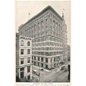  1893 Print Mercantile Bank Western Union Building NYC 