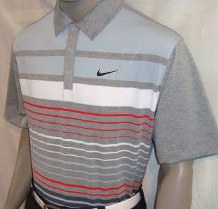 XL 2011 Nike Golf UV Bold Strp Tour Logo Polo Shirt GR  
