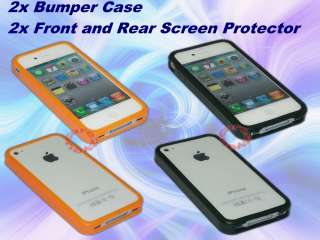 Orange & Black Bumper Case Cover, Screen for iPhone 4  