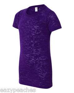  NEW Ladies Size S 2XL Short Sleeve Burnout T Shirt 50/50 JBT 13 COLORS