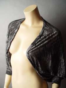 URBAN Edgy Burnout Blk Gry Casual Batwing Sleeve Cocoon Style Shrug 