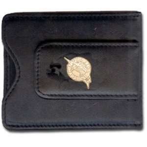  Marlins Gold Plated Leather Money Clip & C/C Holder: Sports & Outdoors