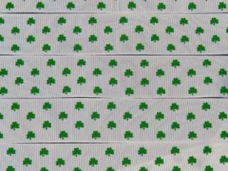 YARDS GREEN CLOVER / ST. PATRICKS DAY GROSGRAIN RIBBON 1.5  