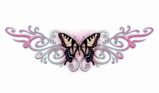 BUTTERFLY BLACK TAN PINK LOWER BACK Temporary Tattoo  