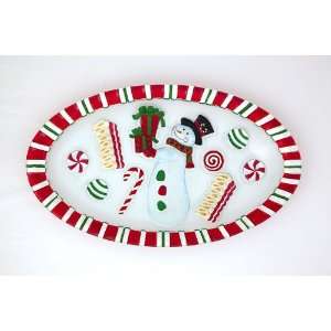 Handpainted Oval Glass Plate, North Pole Candy Factory:  