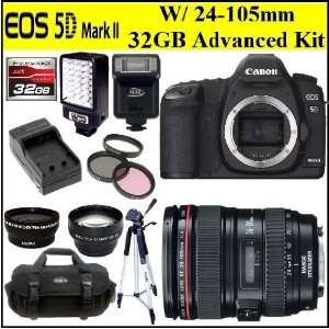   EF 24 105mm f/4 L IS USM Lens + 32GB Advanced Package: Camera & Photo