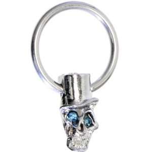  Aqua Gem TOPHAT SKULL Captive Ring: Jewelry