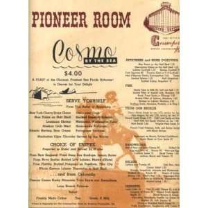  Room Menu Cosmo by the Sea Denver Colorado 1949: Everything Else
