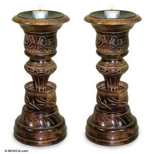  Wood candleholders, Birdbath (pair): Home & Kitchen