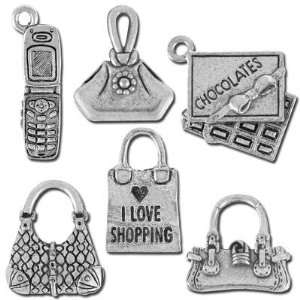  Girly Girl Pewter Charm Set: Arts, Crafts & Sewing