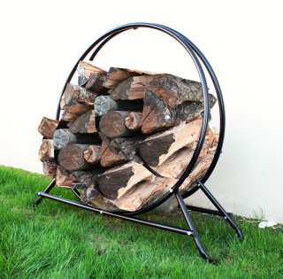 New 34 Lightweight Black Steel Fireplace Firewood Wood Log Hoop 