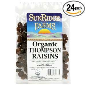 Sunridge Farms Organic Thompson Raisins, 2 Ounce Bags (Pack of 24 