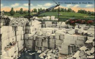 ST CLOUD MN Granite Quarry MINING Old Postcard  