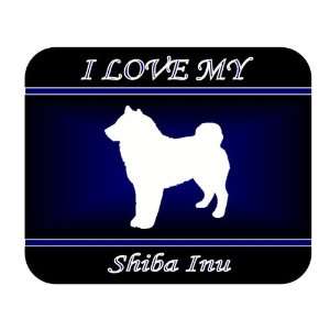  I Love My Shiba Inu Dog Mouse Pad   Blue Design 