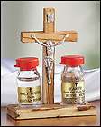OLIVEWWOOD STANDING CRUCIFIX, HOLY WATER FROM THE JORDAN & EARTH FROM 