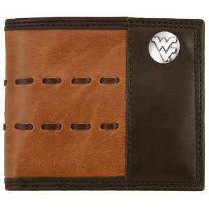 West Virginia Mountaineers Brown Leather Lacing Passcase Billfold 