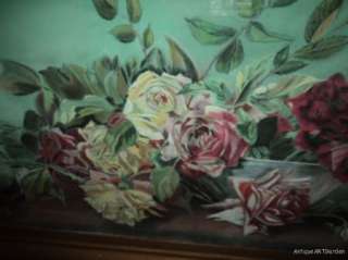   Victorian HUGE ROSES PASTEL Original Painting Signed M. KEITH  