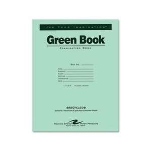 Green Books Exam Books, Stapled, Wide Rule,11 x 8 1/2, 8 Sheets/16 Pag 