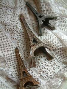 Trio of Vintage French Shabby Chic Paris Eiffel Tower Souvenir Models 