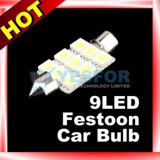 White 39mm 9 SMD LED Festoon Dome Car Bulb Light Lamp  