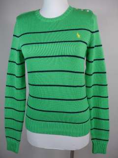 Ralph Lauren Polo Sweater Jumper Crew neck Shoulder Button $98 Green 