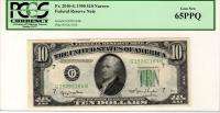 1950 $10 Federal Reserve Note Fr.2010 G Narrow PCGS graded Gem 65 PPQ 