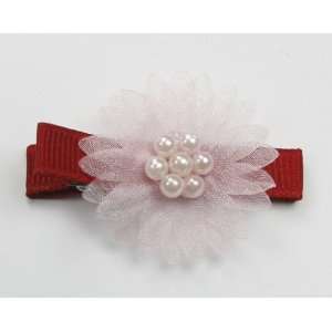   Pearl Flower   Baby Girl & Toddler Hair Clip   Pink & Red: Baby