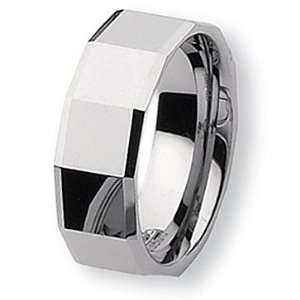  Chisel Beveled Edge Polished Faceted Tungsten Ring (8.0 mm 