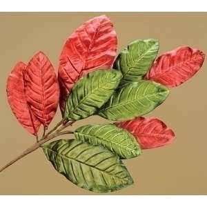   Christmas Red & Green Silk Magnolia Leaf Picks 18 Everything Else