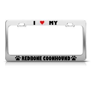  Redbone Coonhound Paw Love Heart Dog license plate frame 