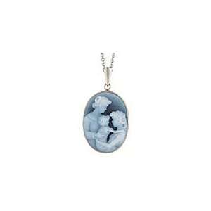  14K White Gold Three Generations Cameo, Mothers Jewelry Jewelry
