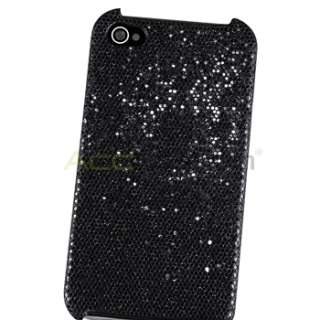 Black Sparkle Glitter Case Skin Cover+Privacy Film Accessory For 